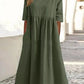 🔥【S-5XL】👗Laza kerek nyakú pamut ruha🌿