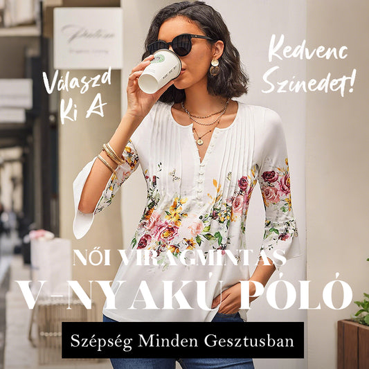 🌸Női divatos nyomtatott V-nyakú ing