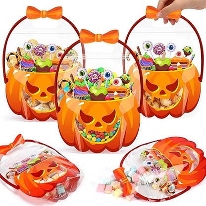 🎃 UTOLSÓ NAPI AKCIÓ – 50% KEDVEZMÉNY 🔥  Halloween-ajándékzsákok – átlátszó, lezárt tök alakú tasakok🎁