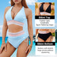 ⛱️ S-4XL 🌺 Magas Derekú Hasformáló Színblokk Bikini Szettek 🌈👙