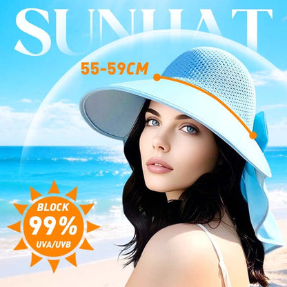 🌞👒Széles karimájú napellenző sapka levehető nyakvédővel