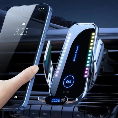 🔋⚡ Vezeték Nélküli Autós Töltő és Telefon Tartó – Kompatibilis iPhone és Android Telefontípusokkal 📱🚗