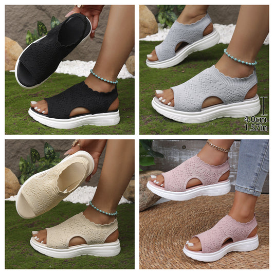 👡 50% kedvezmény✨Női lélegző kötött platform szandál – EU 36-45 – Utánvét