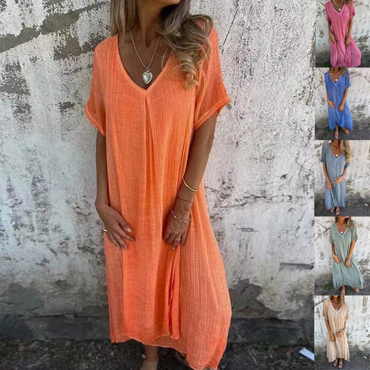 2025🎁[M-3XL]❤️Pamut vászon ruha hegyes gallérral👗