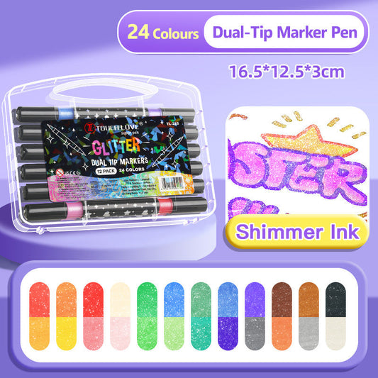 🎁 Kétvégű, csillámos filctoll csillámmal ✍️✨