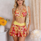Női szexi, kontrasztos színű bikini szett