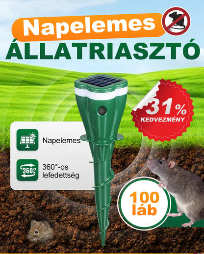🔆 Napelemes, vízálló ultrahangos állatriaszto mozgásérzékelővel – Raktáron & Utánvétes 🐕🦌