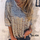 🌞HOT SALE 40% OFF👚Női laza V-nyakú leopárd nyomtatott fél ujjú póló