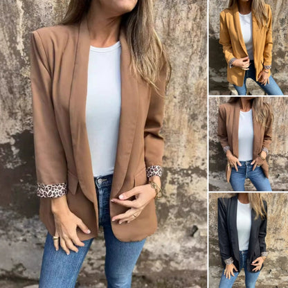 🌸[S-4XL]💐 Női stílusos blézer leopárd mintás béléssel