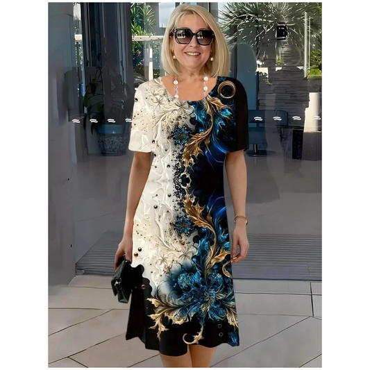 【S-3XL】👗Elegáns ruha háromdimenziós virágmintával