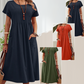 【S-4XL】👗Női rakott ruha rövid ujjal és zsebekkel