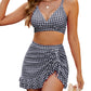 😍👙Magas derekú női bikiniszett haskontroll Gingham