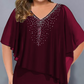 2025🔥【S-4XL】👗Strasszos V-nyakú Cape ruha sifon borítással