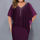 2025🔥【S-4XL】👗Strasszos V-nyakú Cape ruha sifon borítással