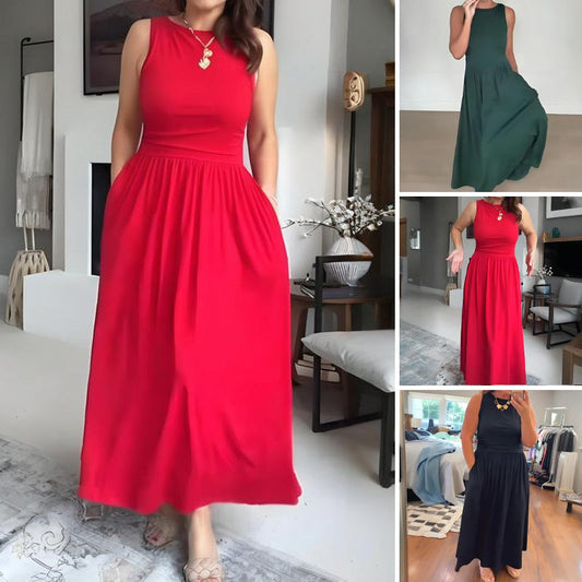 Női elegáns Crew nyakú Maxi ruha👗