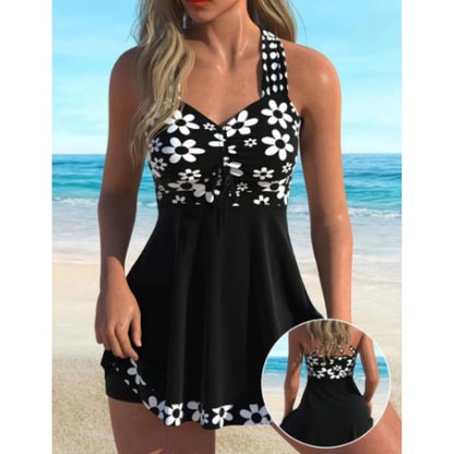 🌺[S-4XL]💖Női nyomtatott egyrészes fürdőruha biztonsági nadrággal🌸😍