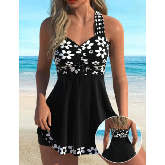 🌺[S-4XL]💖Női nyomtatott egyrészes fürdőruha biztonsági nadrággal🌸😍