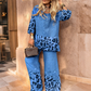 🐆 Női divatos leopárd nyomtatású patchwork öltöny