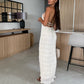 💃[S-XL]😍Rakott textúra Halter nyak Backless Maxi ruha