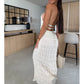 💃[S-XL]😍Rakott textúra Halter nyak Backless Maxi ruha