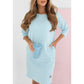 [S-5XL]🌸Tavaszi ajánlatok🌸 Kerek nyakú 3/4 ujjú ruha zsebekkel
