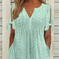 🥰[M-3XL]🌼Női elegáns V-nyakú üreges egyszínű ruha ❤️