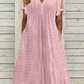 🥰[M-3XL]🌼Női elegáns V-nyakú üreges egyszínű ruha ❤️