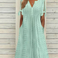 🥰[M-3XL]🌼Női elegáns V-nyakú üreges egyszínű ruha ❤️