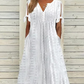 🥰[M-3XL]🌼Női elegáns V-nyakú üreges egyszínű ruha ❤️