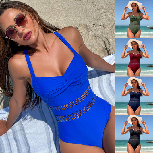 🔥🥰Női egyrészes fürdőruha hálós részletekkel🌟👙