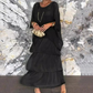 🔥[S-4XL]👗Elegáns emeletes fodros sifon Maxi ruha🌞❤️