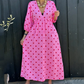 🔥[S-2XL]👗2025 Új Szív nyomtatott V-nyakú csíkos rövid ujjú ruha