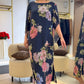 🔥👗[S-4XL]🌺Női Elegáns Crew nyakú nyomtatott hosszú ruha