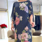 🔥👗[S-4XL]🌺Női Elegáns Crew nyakú nyomtatott hosszú ruha