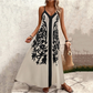🔥[S-2XL]👗 Spagettipántos, ujjatlan, nyomtatott ruha 🌸