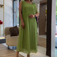 🌿[S-3XL]💃🏻Női divat sifon ujjatlan plisszírozott ruha