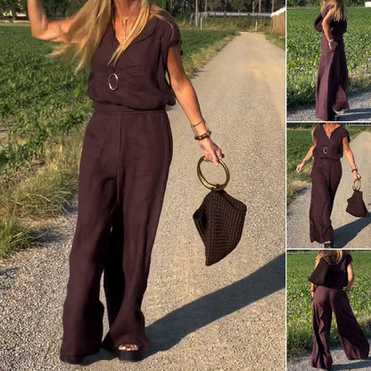 🔥[S-2XL]💃Laza felső és magas derekú nadrág szett😍