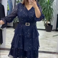 🔥😍[S-4XL]🥳V-nyakú térdig érő ruha👗
