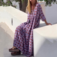 🌸[S-3XL]👗 Magas nyakú, laza, művészi, virágos Maxi ruha🍃