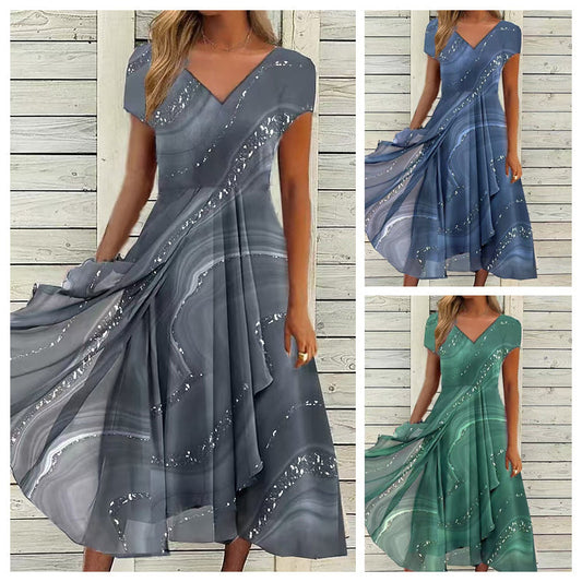 🔥[S-4XL]🎀 Folyékony maxiruha V-nyakkivágással 👗