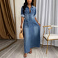 🎁[S-3XL]💃Női button down farmer laza ruhák❤️