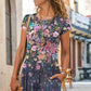🌺[S-3XL]💖Női virágos nyomtatott rövid ujjú hosszú ruhák👗