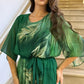 🍀【S-4XL】💖Kerek nyakú, nyomtatott maxi ruha övvel💐💃