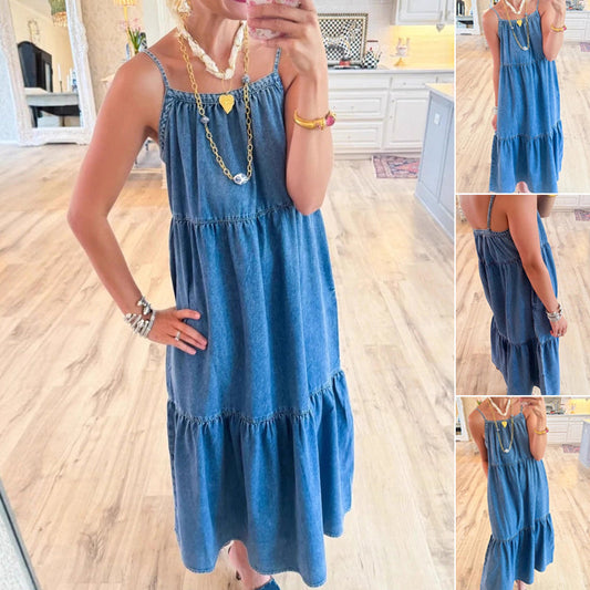 🌞[S-2XL]👗 2025 Nyári must have! Egy felsőrészes farmerruha, ami könnyen hordható a légies sikkért!