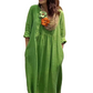 💖[S-3XL]🍀Laza illeszkedésű, egyszínű, V-nyakú maxi ruha🌸