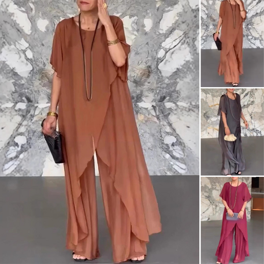🔥[S-3XL]⏳Nyári kiárusítás: 40%-os kedvezmény👚Női szabálytalan felső és laza nadrág szett✨