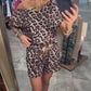 Leopard Print Off-Shoulder Top & Shorts Set