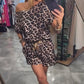 Leopard Print Off-Shoulder Top & Shorts Set