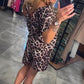 Leopard Print Off-Shoulder Top & Shorts Set
