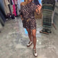 Leopard Print Off-Shoulder Top & Shorts Set